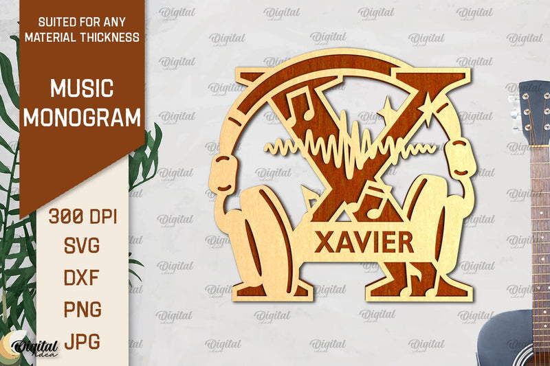 Letter X SVG. Music Monogram Laser Cut. Music Decor SVG SVG Evgenyia Guschina 