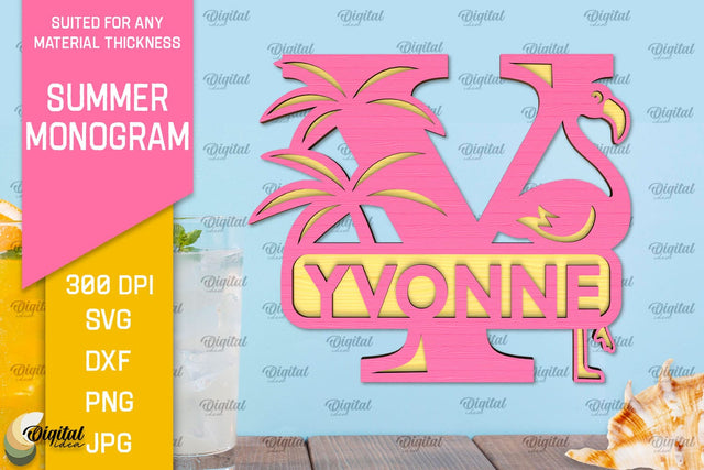 Letter Y Summer Monogram Laser Cut. Summer Decor SVG SVG Evgenyia Guschina 