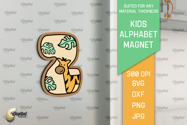 Letter Z. Kids Alphabet Magnet Laser Cut. 3D Letter SVG SVG Evgenyia Guschina 