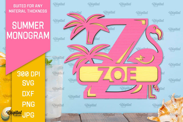 Letter Z Summer Monogram Laser Cut. Summer Decor SVG SVG Evgenyia Guschina 