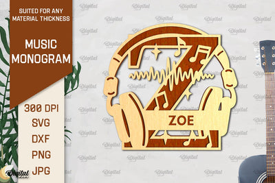 Letter Z SVG. Music Monogram Laser Cut. Music Decor SVG SVG Evgenyia Guschina 