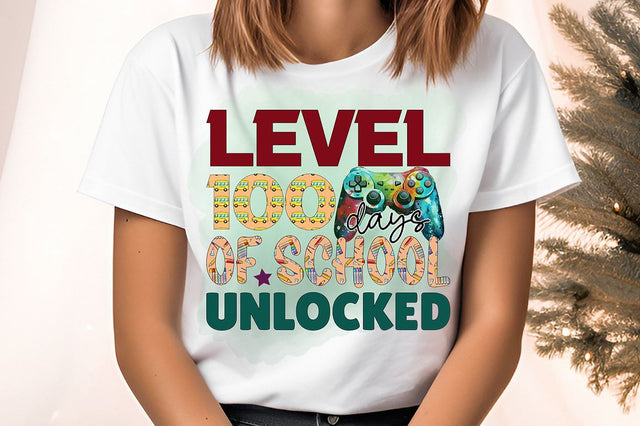 Level 100 days of school unlocked PNG Design Sublimation Designangry 