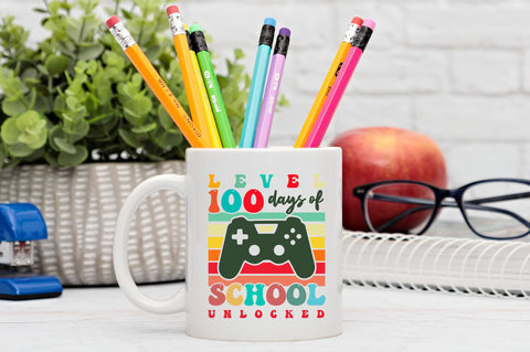 Level 100 days of school unlocked retro svg Design SVG Regulrcrative 