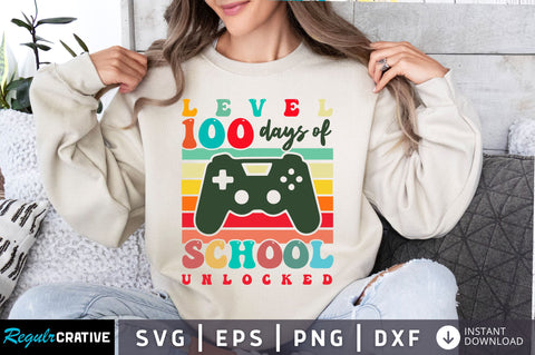 Level 100 days of school unlocked retro svg Design SVG Regulrcrative 