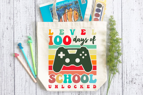 Level 100 days of school unlocked retro svg Design SVG Regulrcrative 