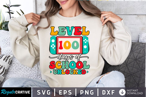 Level 100 days of school unlocked svg Design SVG Regulrcrative 