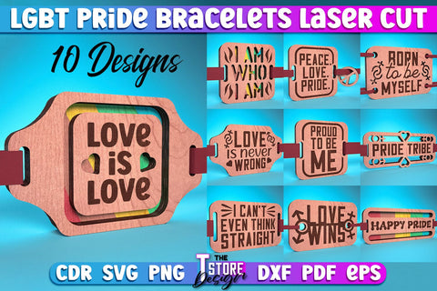 LGBT Pride Bracelets Laser Cut | Accessories Laser Cut Design | CNC Files SVG The T Store Design 