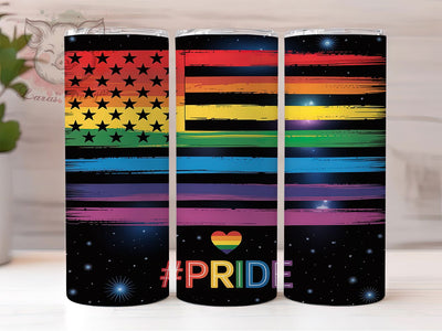 LGBT Rainbow Pride Flag Glitter Tumbler Wrap, Rainbow Pride Wrap, Gay Pride Flag Design, Black Glitter Tumbler, 20oz Sublimation Wrap, Pride Month Tumbler, Glitter Tumbler Wrap Sublimation Lara' s Designs 