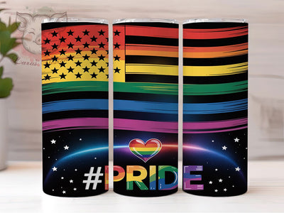 LGBT Rainbow Pride Flag Glitter Tumbler Wrap, Rainbow Pride Wrap, Gay Pride Flag Design, Black Glitter Tumbler, 20oz Sublimation Wrap, Pride Month Tumbler, Glitter Tumbler Wrap Sublimation Lara' s Designs 