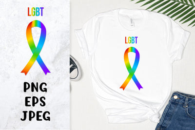 LGBT rainbow ribbon. Gay pride month sublimation design Sublimation LaBelezoka 