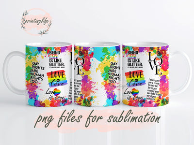 LGBTQ Gay Pride Mug Wrap Design, Instant Digital Design Download Mug Wrap Design, Mug Design PNG Sublimation PrintingLife 