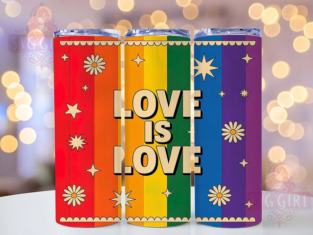 LGBTQ Love Is Love Rainbow Pride Tumbler Wrap, Love Is Love Rainbow Cup, Pride Rainbow Tumbler Wrap, Sublimation Love Is Love Tumbler, LGBTQ Drinkware Design, 20Oz Pride Tumbler Wrap Sublimation SvggirlplusArt 