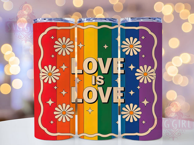 LGBTQ Love Is Love Rainbow Pride Tumbler Wrap, Love Is Love Rainbow Cup, Pride Rainbow Tumbler Wrap, Sublimation Love Is Love Tumbler, LGBTQ Drinkware Design, 20Oz Pride Tumbler Wrap Sublimation SvggirlplusArt 