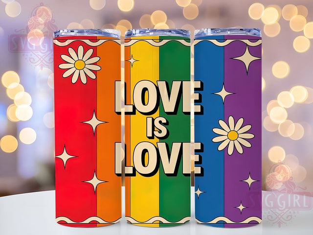 LGBTQ Love Is Love Rainbow Pride Tumbler Wrap, Love Is Love Rainbow Cup, Pride Rainbow Tumbler Wrap, Sublimation Love Is Love Tumbler, LGBTQ Drinkware Design, 20Oz Pride Tumbler Wrap Sublimation SvggirlplusArt 