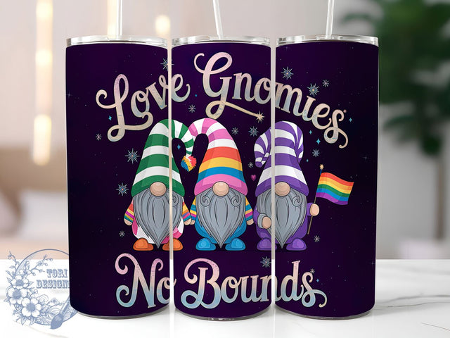 LGBTQ Rainbow Love Gnome Tumbler, Love Gnomes Wrap, No Bounds Sublimation, Rainbow Gnome Tumbler, 20oz Pride PNG, Gnomes Support Love, LGBTQ Tumbler Design Sublimation ToriDesigns 
