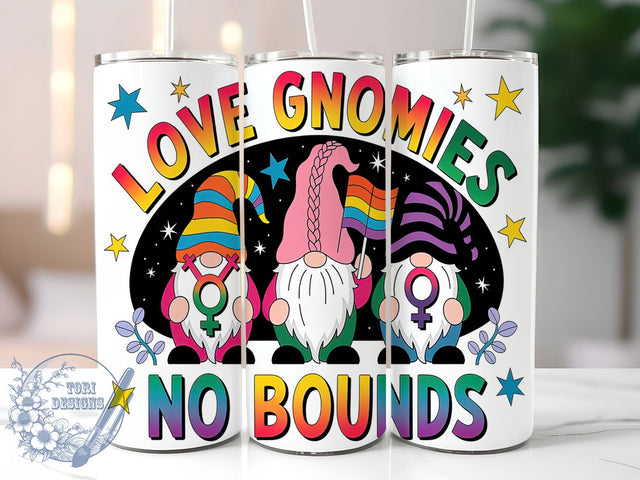LGBTQ Rainbow Love Gnome Tumbler, Love Gnomes Wrap, No Bounds Sublimation, Rainbow Gnome Tumbler, 20oz Pride PNG, Gnomes Support Love, LGBTQ Tumbler Design Sublimation ToriDesigns 