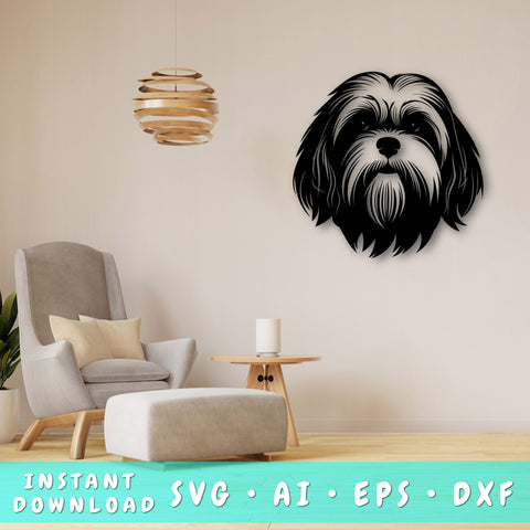 Lhasa Apso Laser SVG Cut File, Lhasa Apso Glowforge File, Lhasa Apso DXF, Lhasa Apso Wall Art SVG SVG HappyDesignStudio 