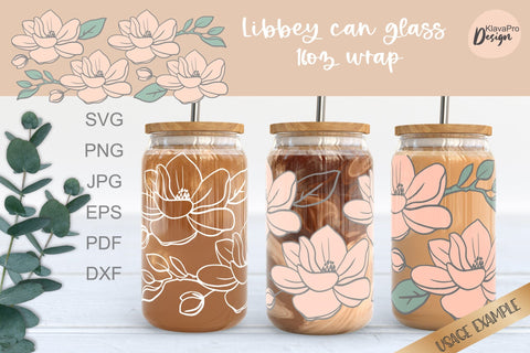 Libbey glass 16oz | Flowers Can glass wrap | SVG Bundle SVG Klava P 