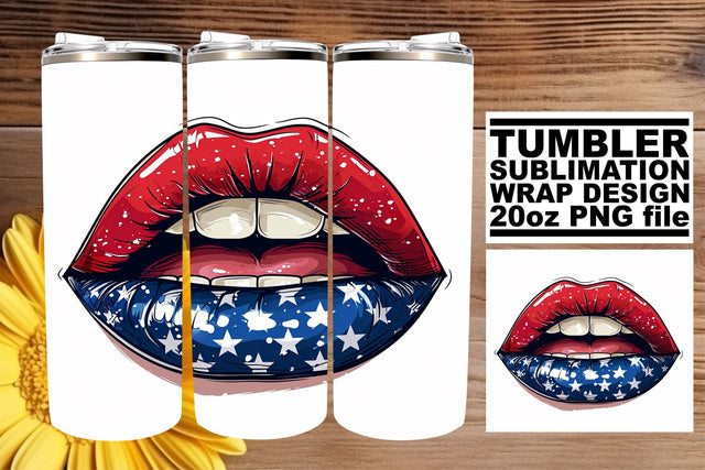 Liberty Lips: 3D Tumbler Wrap Sublimation afrosvg 