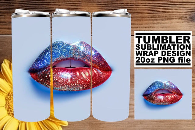 Liberty's Embrace: Patriotic Lip 20oz Tumbler Wrap Sublimation afrosvg 