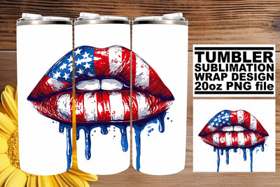 Liberty's Embrace: USA Flag Lip Wrap Sublimation afrosvg 