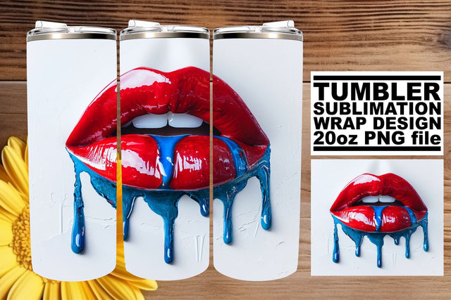 Liberty's Kiss: Patriotic Lip 20oz Tumbler Wrap Sublimation afrosvg 