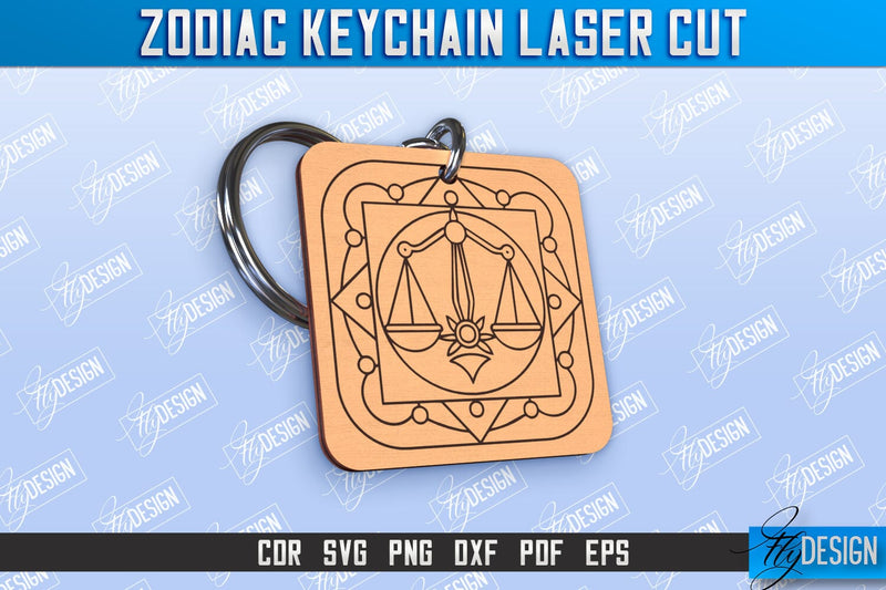 Libra Keychain Laser Cut | Astrology Design | Zodiac Sign | CNC File SVG Fly Design 