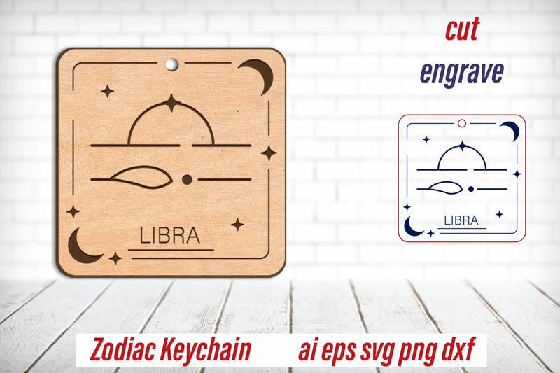 Libra keychain svg, Zodiac sign, Astrology laser engraving - So Fontsy