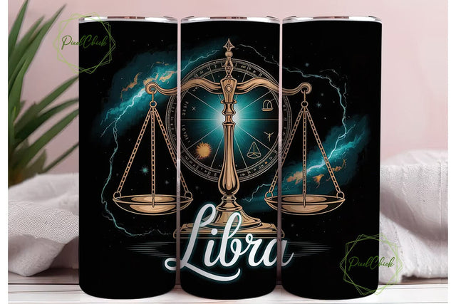 Libra Scales 20oz Tumbler Wrap Sublimation PixelChick 