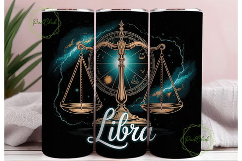 Libra Scales 20oz Tumbler Wrap Sublimation PixelChick 