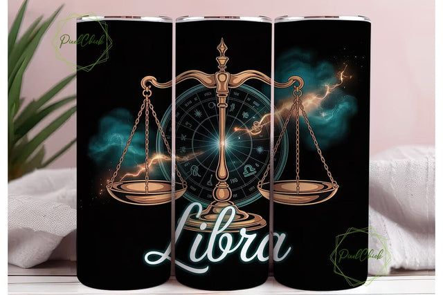 Libra Scales 20oz Tumbler Wrap Sublimation PixelChick 