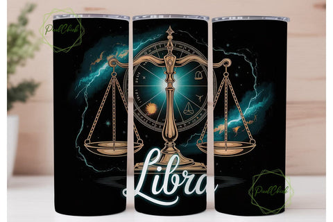 Libra Scales 20oz Tumbler Wrap Sublimation PixelChick 