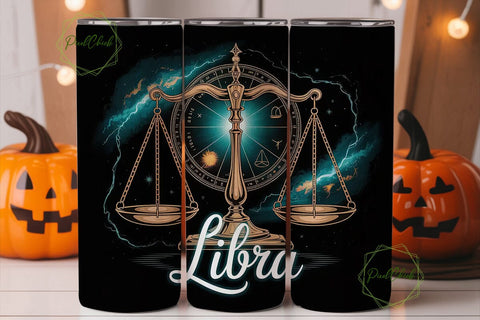 Libra Scales 20oz Tumbler Wrap Sublimation PixelChick 
