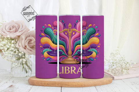 Libra Zodiac Sign 20oz Tumbler Wrap Sublimation sassyprint 