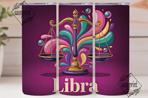 Libra Zodiac Sign 20oz Tumbler Wrap Sublimation sassyprint 