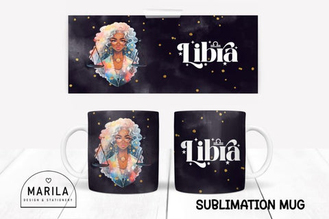 Libra Zodiac Sign Mug Sublimation, design Coffee Mug Sublimation Marilakits 