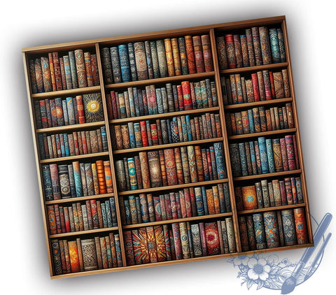 Librarian Boho Floral 20oz Skinny Tumbler, Boho Bookshelves Book Lover Tumbler Png, Straight & Tapered Tumbler Wrap, Instant Digital Download Sublimation ToriDesigns 