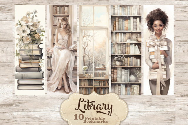 Library Bookmarks Printable | Book Lover Bookmarks SVG GlamArtZhanna 