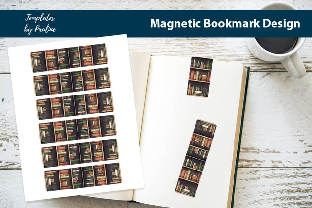Library printable magnetic bookmark SVG Templates by Pauline 