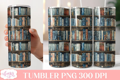 Library tumbler wrap sublimation PNG | Book lover tumbler Sublimation Amorclipart 