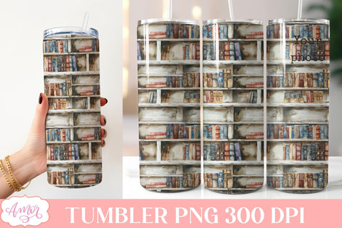 Library tumbler wrap sublimation PNG | Book lover tumbler Sublimation Amorclipart 
