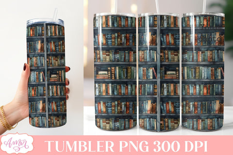 Library tumbler wrap sublimation PNG | Book lover tumbler Sublimation Amorclipart 