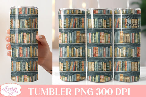 Library tumbler wrap sublimation PNG | Book lover tumbler Sublimation Amorclipart 