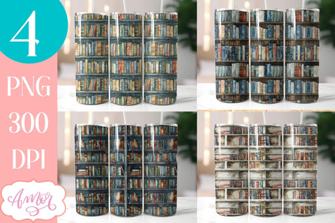 Library tumbler wrap sublimation PNG | Book lover tumbler Sublimation Amorclipart 