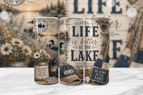 Life Better at the Lake Tumbler Wrap PNG Sublimation BijouBay 