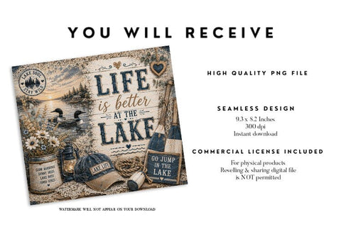 Life Better at the Lake Tumbler Wrap PNG Sublimation BijouBay 