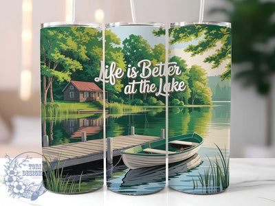 Life Better Lake 20oz Tumbler, Lake Life Tumbler, Outdoor Wrap, Nature PNG Design, Sublimation Design, 20oz Tumbler Wrap, Adventure Cup Design Sublimation ToriDesigns 
