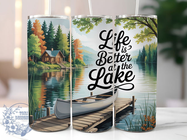 Life Better Lake 20oz Tumbler, Lake Life Tumbler, Outdoor Wrap, Nature PNG Design, Sublimation Design, 20oz Tumbler Wrap, Adventure Cup Design Sublimation ToriDesigns 