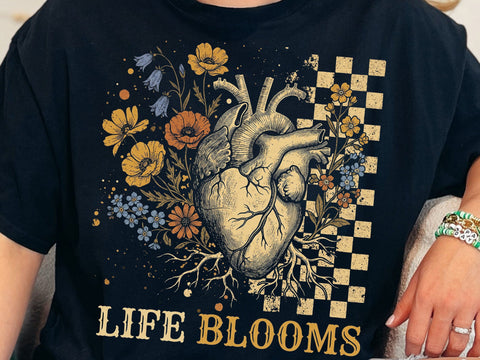 Life Blooms Anatomical Heart PNG, Floral Heart Sublimation Design SVG DesignDestine 
