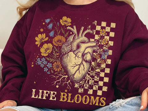 Life Blooms Anatomical Heart PNG, Floral Heart Sublimation Design SVG DesignDestine 